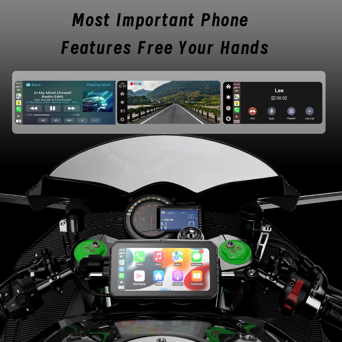 Spedal CL875 Wireless CarPlay＆Android Auto Motorcycle IP65 Waterproof Siri Google Voice Control Navigation 6.25Inch Touch Screen